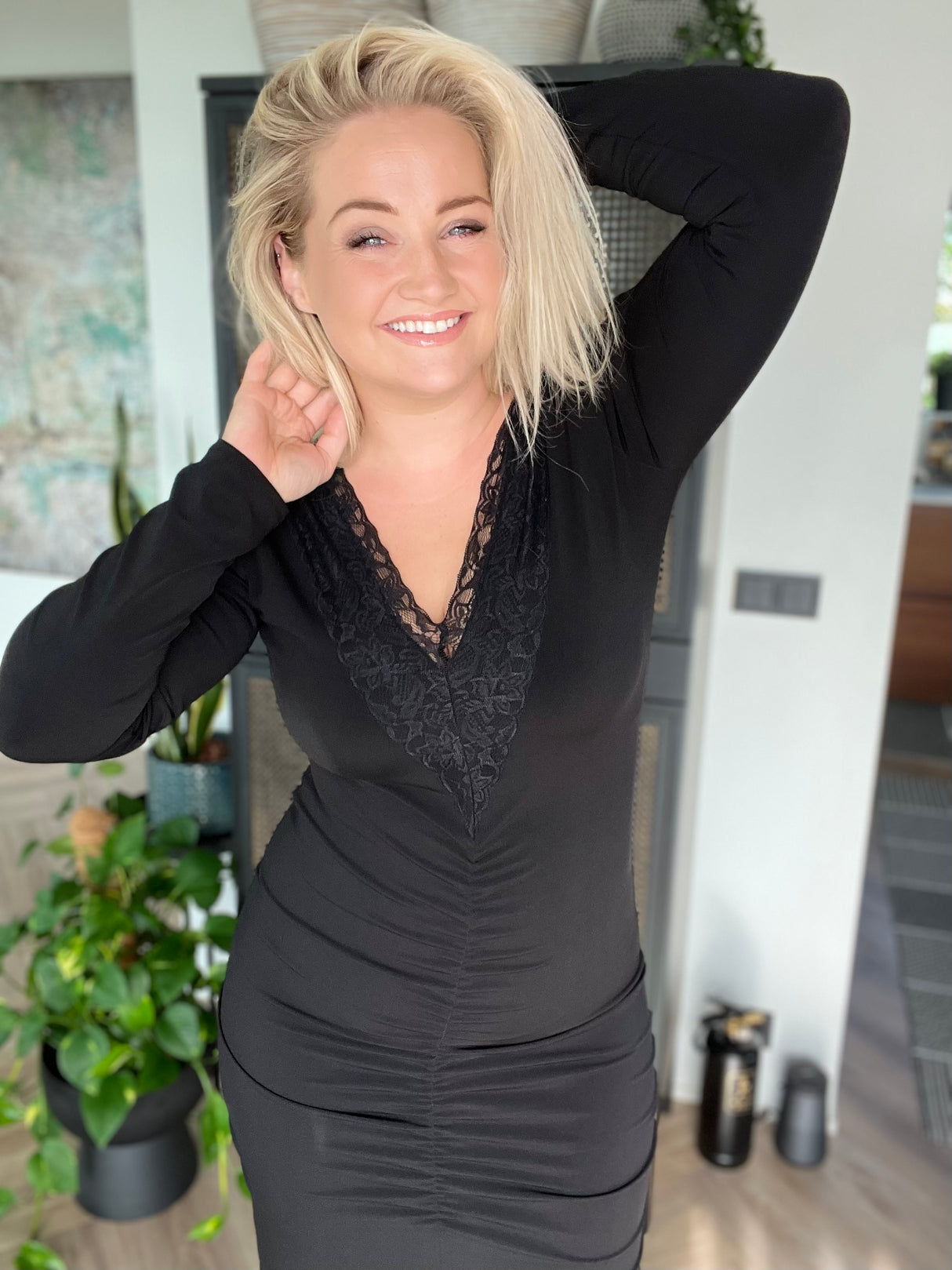 Spjót kjóll sv síðerma