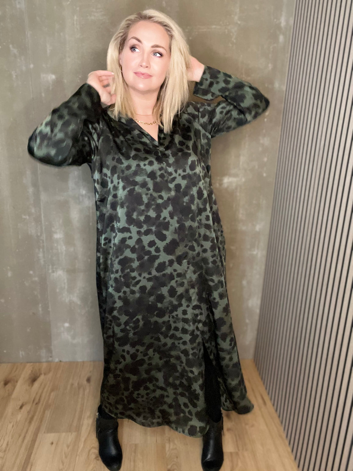 Skyrtukjóll síður - Leopard