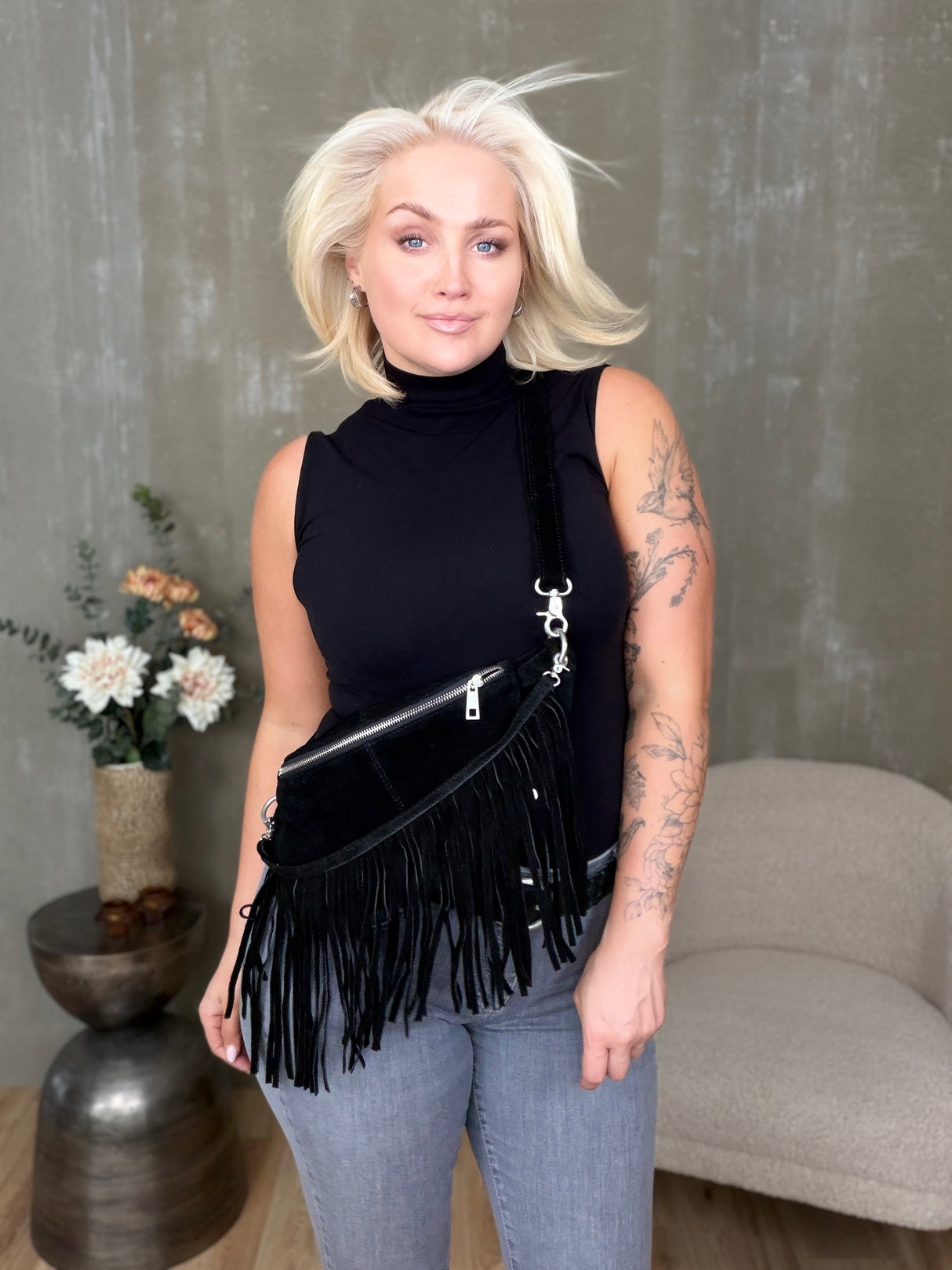 Rúskinns kögur bumbag