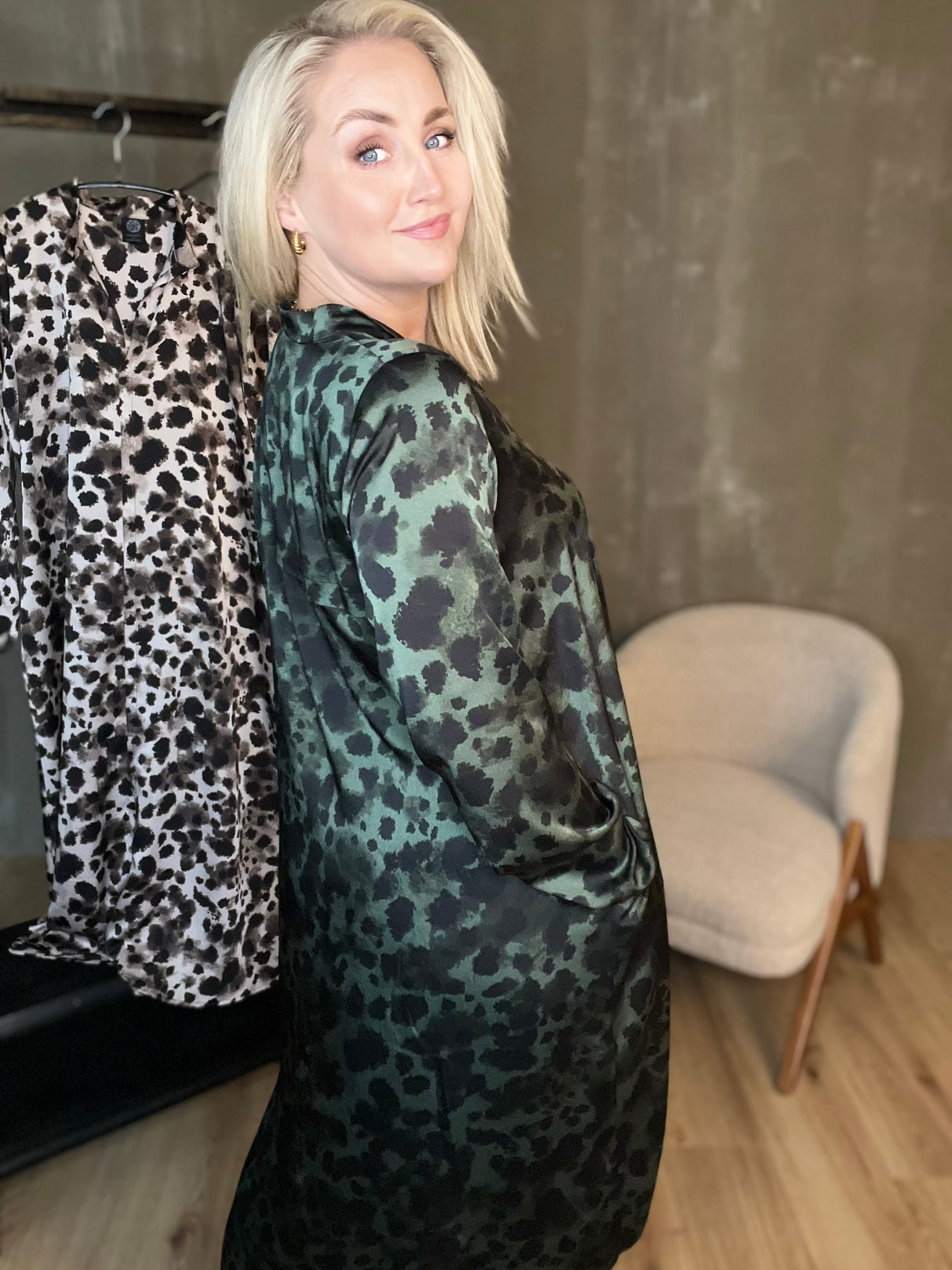 Skyrtukjóll síður - Leopard