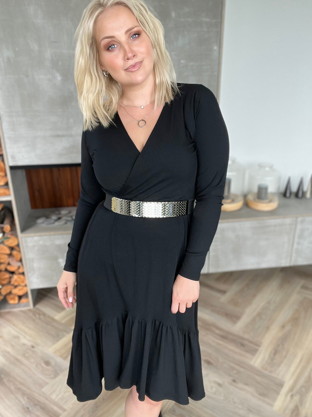 Sjóður kjóll Svartur