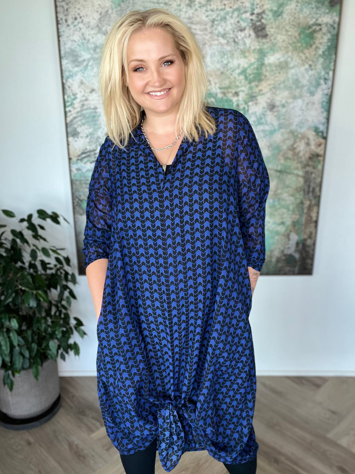 Skyrtukjóll síður siffon