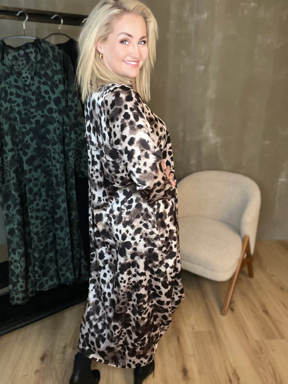 Skyrtukjóll síður - Leopard