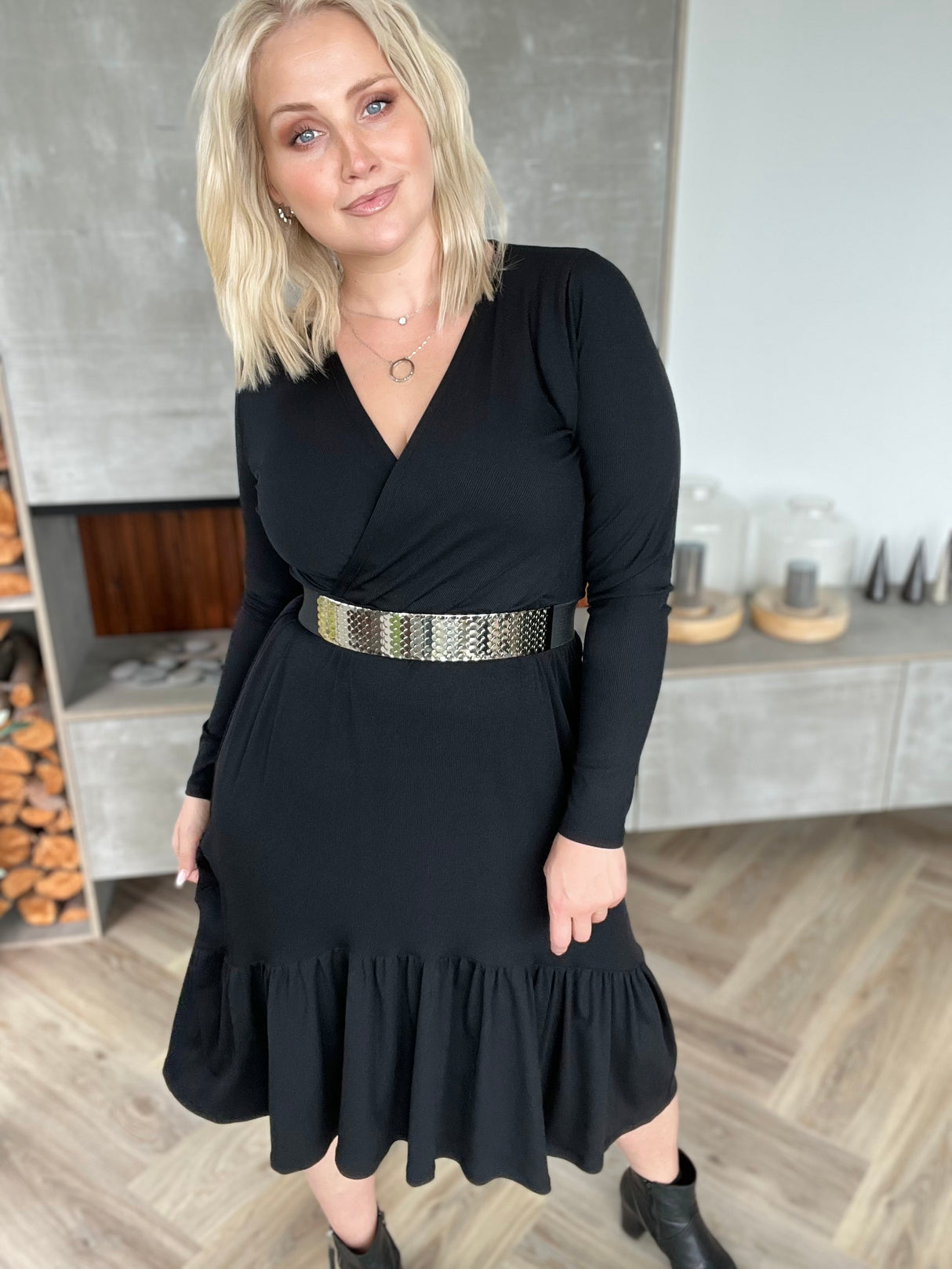 Sjóður kjóll Svartur