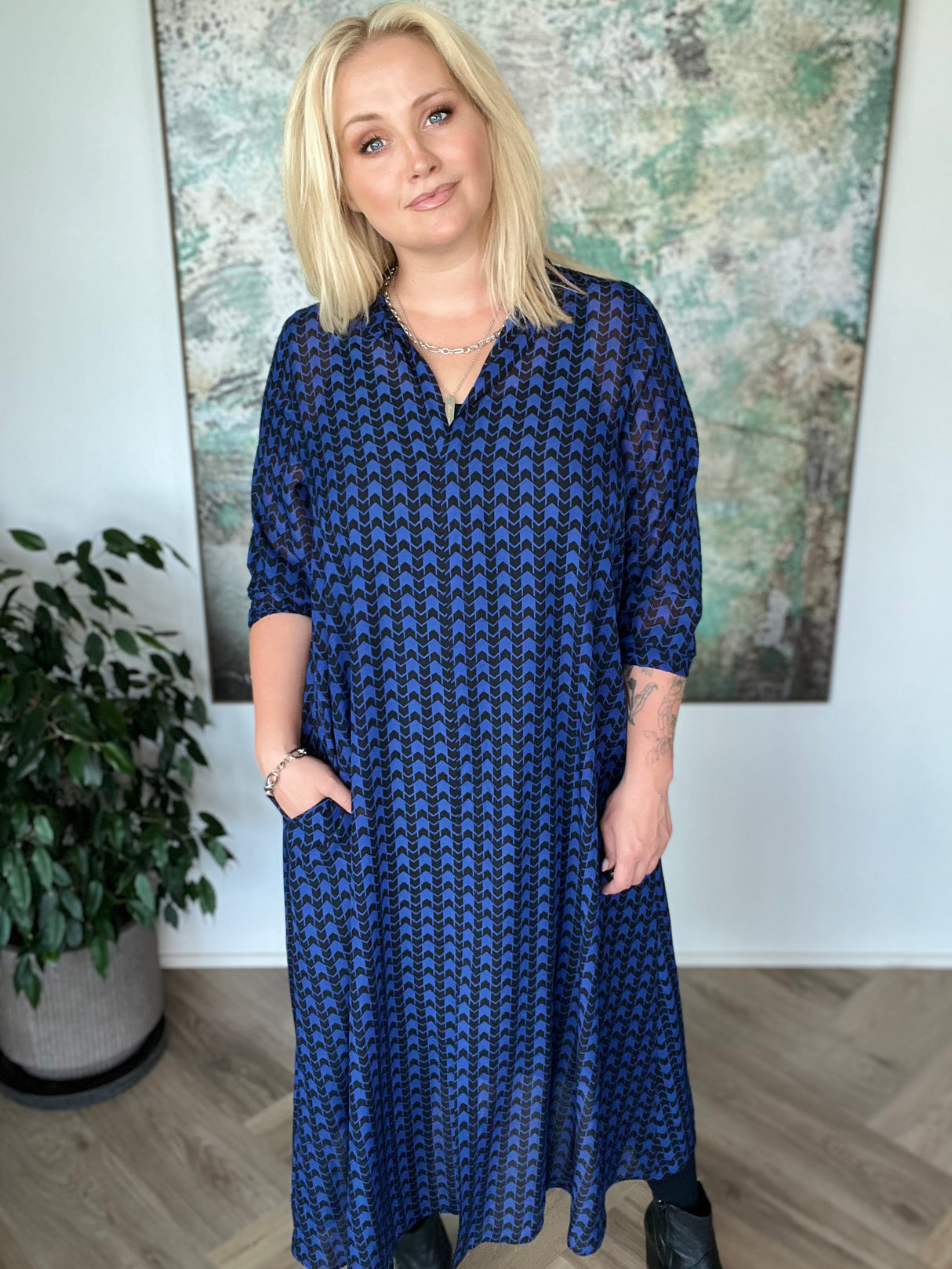 Skyrtukjóll síður siffon