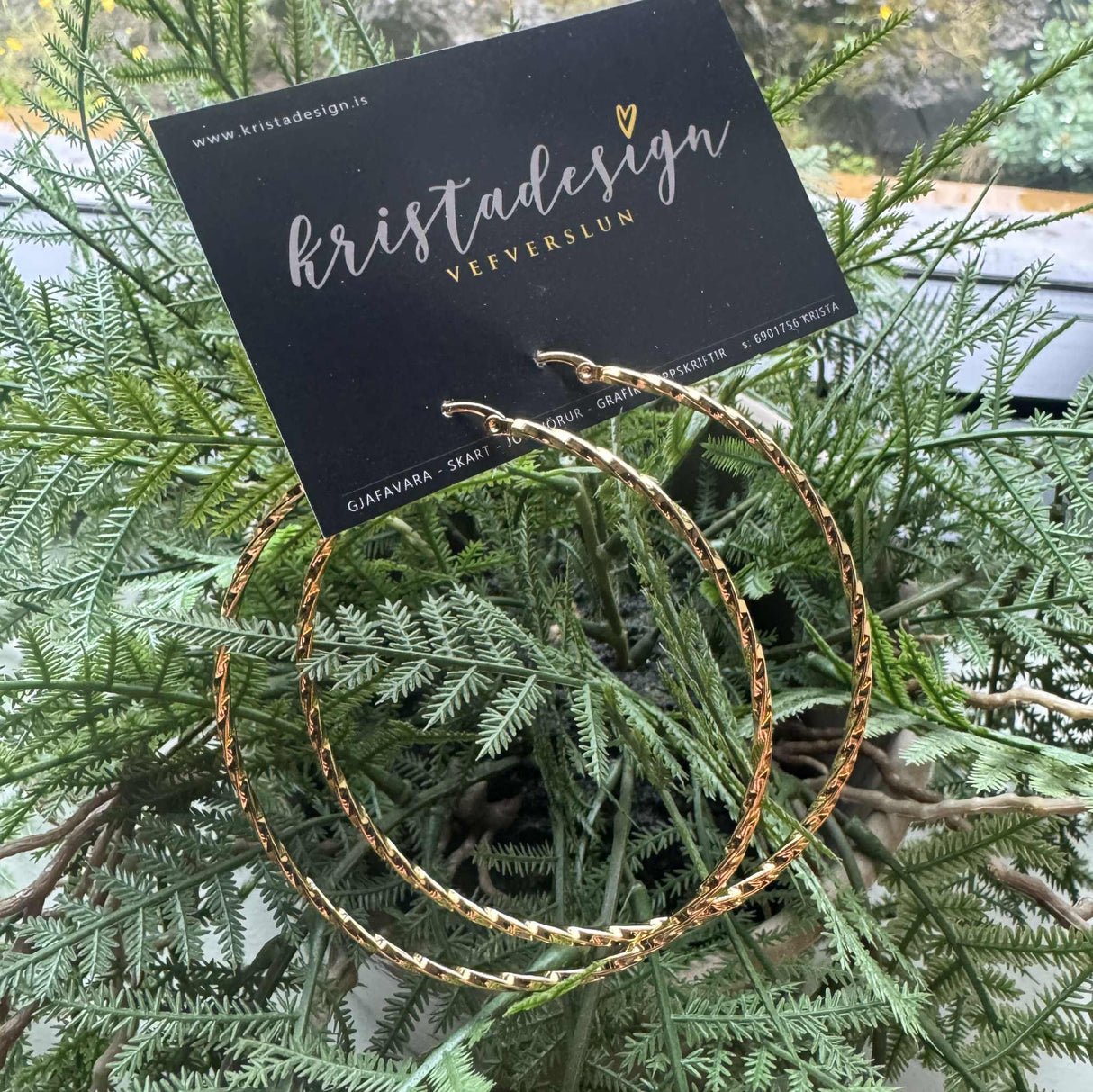 Krista lokkar hringir gylltir snúnir