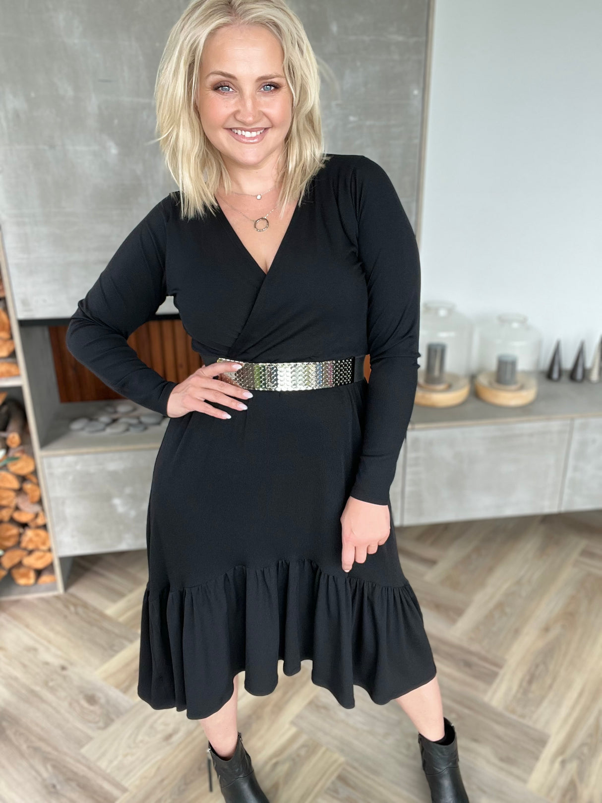 Sjóður kjóll Svartur