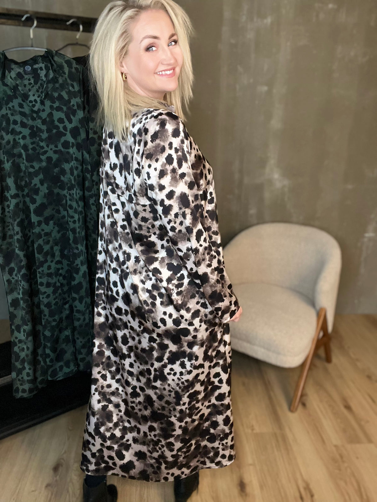 Skyrtukjóll síður - Leopard