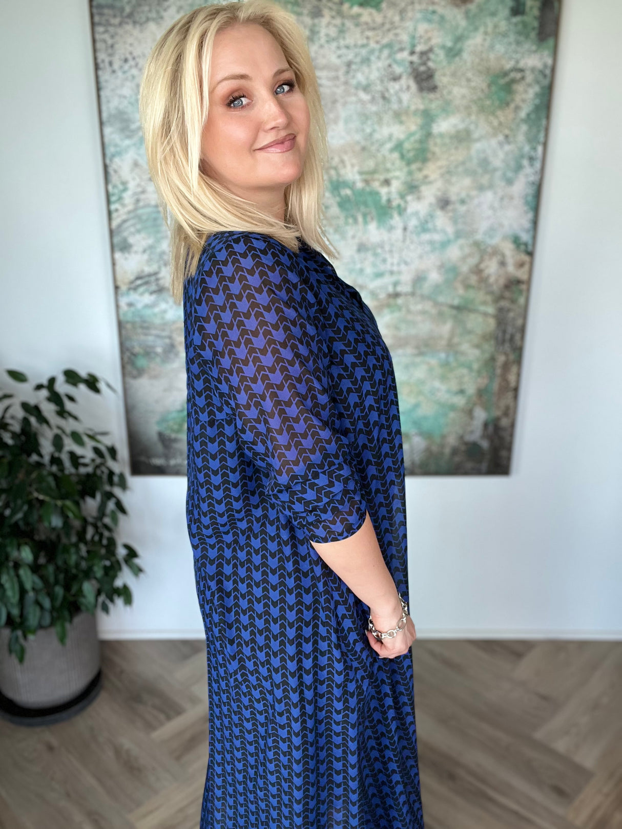 Skyrtukjóll síður siffon