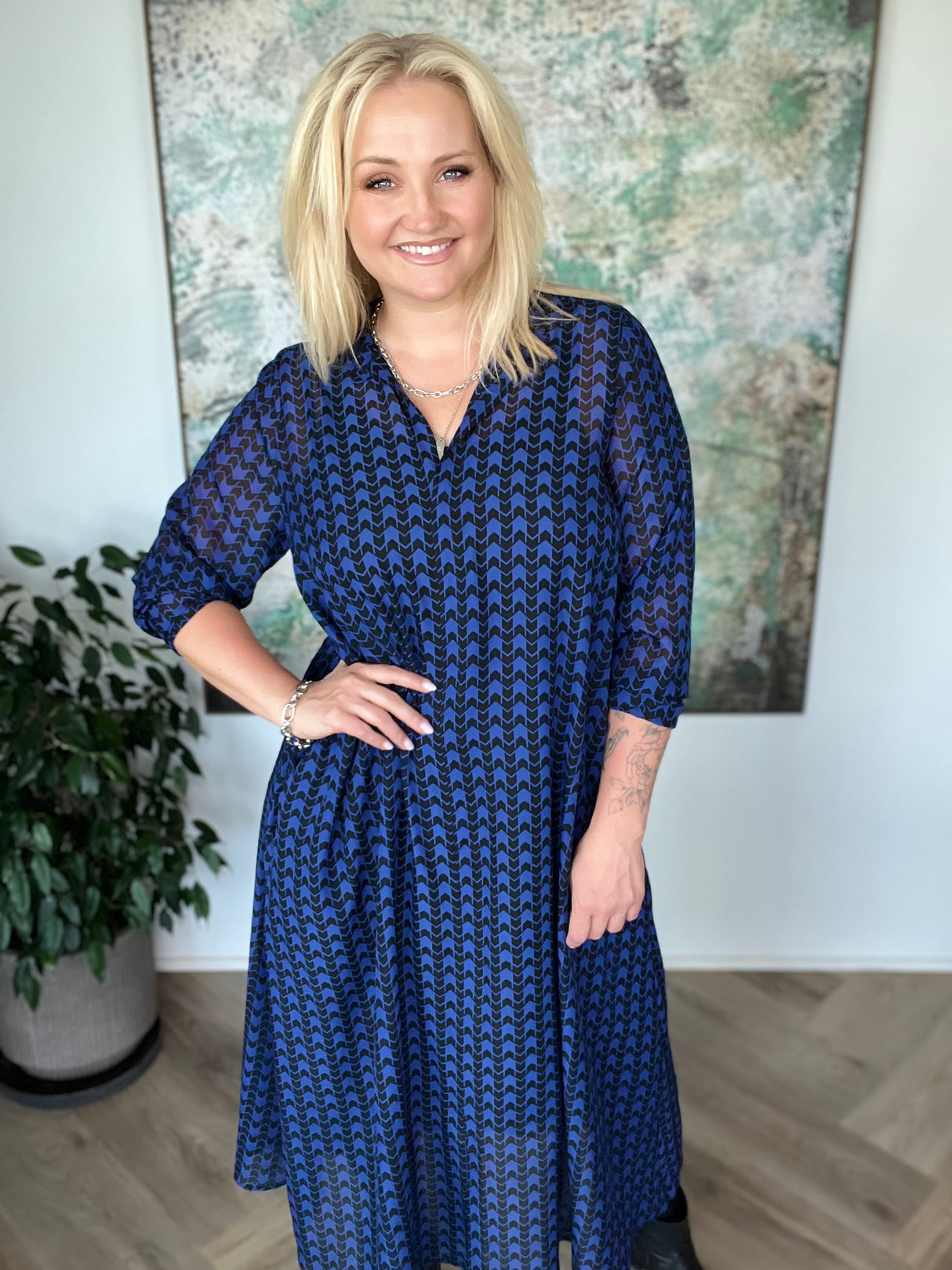 Skyrtukjóll síður siffon