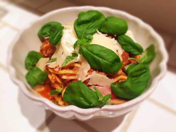 Hakk og kúrbítsspaghetti!