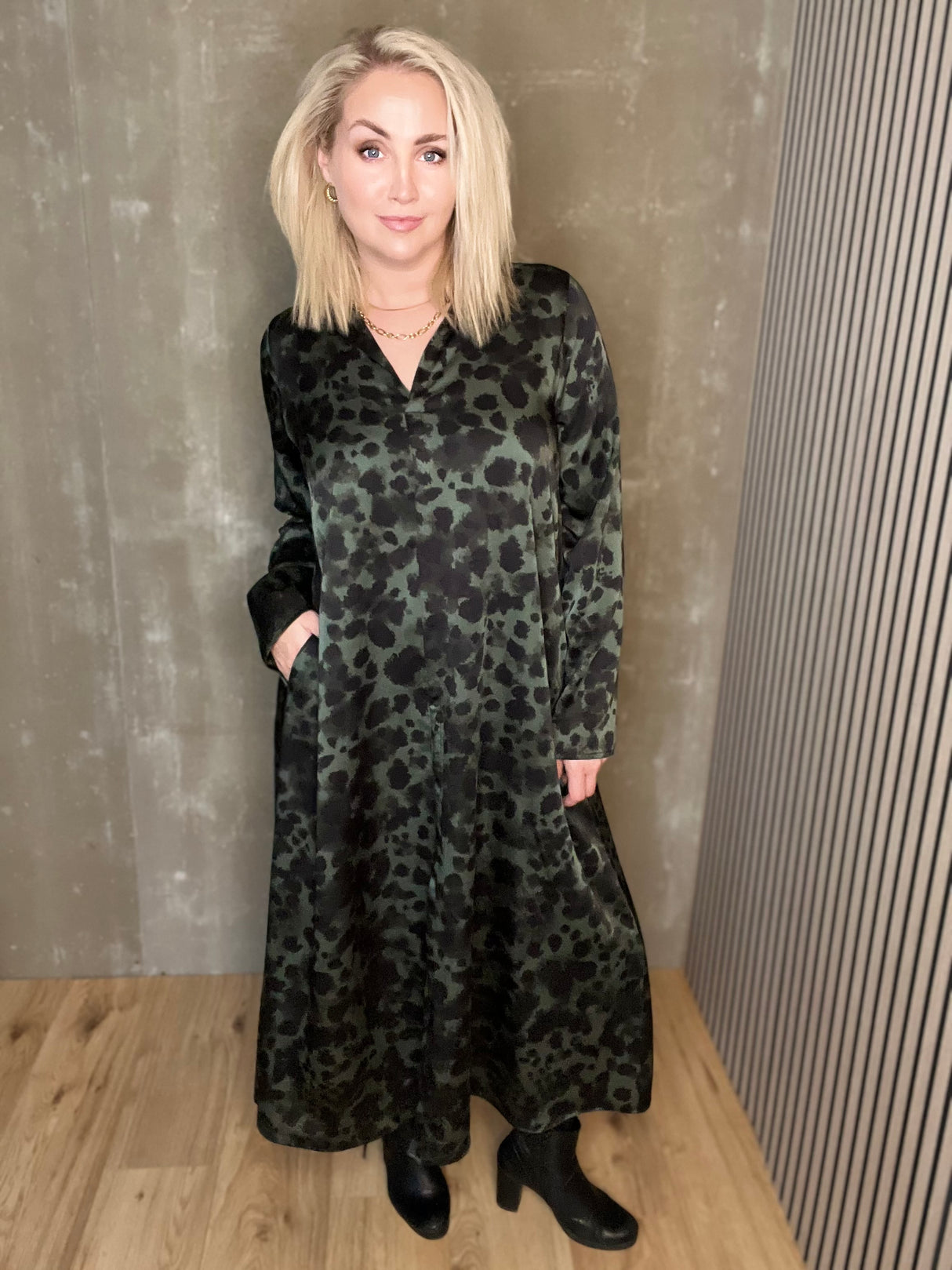 Skyrtukjóll síður - Leopard