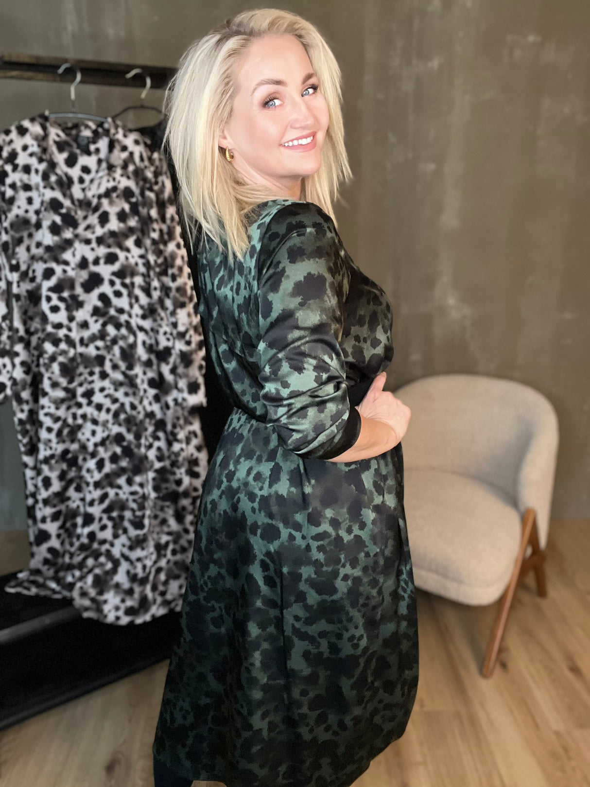 Skyrtukjóll síður - Leopard