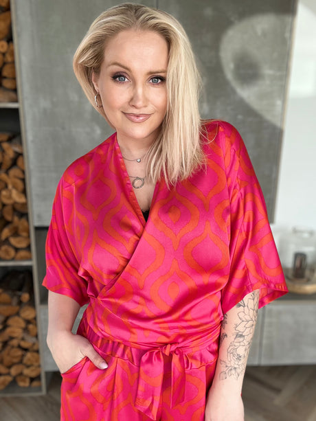 Dögg wrap satin toppur