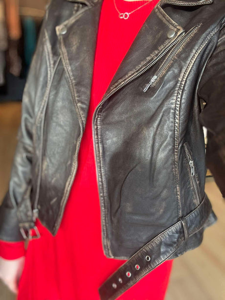 Leðurjakki Biker Brúnn