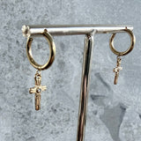 Lokkar með hringlás kross/gylltir