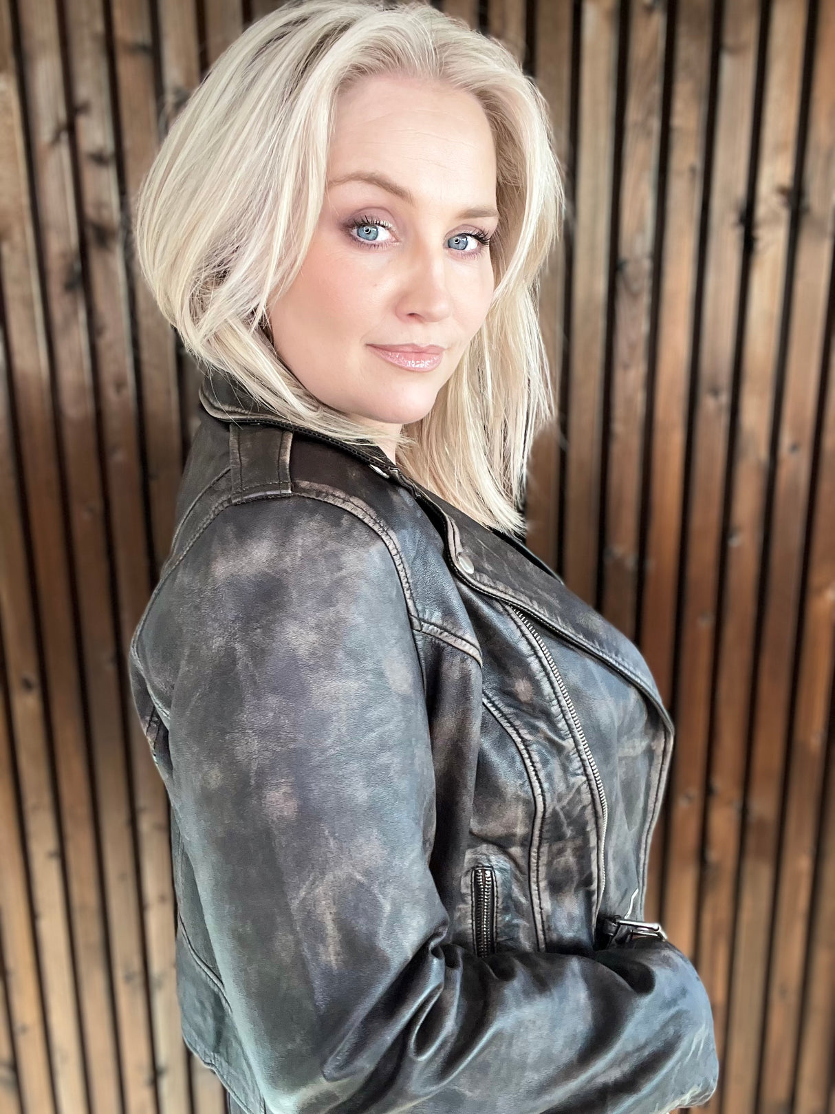 Leðurjakki Biker Brúnn