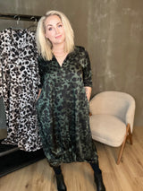 Skyrtukjóll síður - Leopard