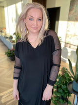 Brim síður V-hálsmál svartur/mesh