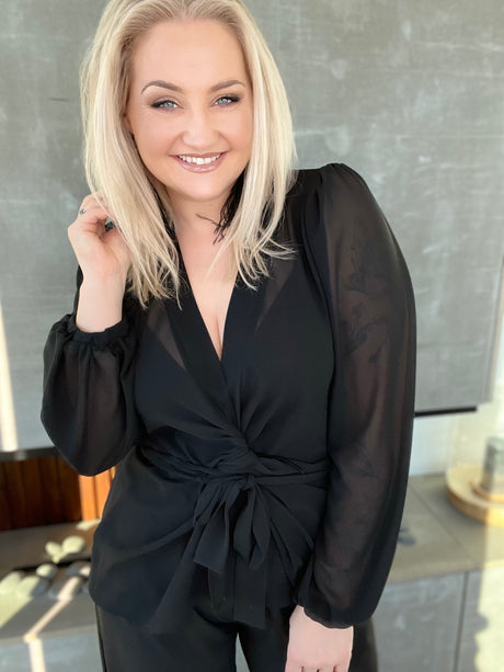 Gresja siffon skyrta Svört