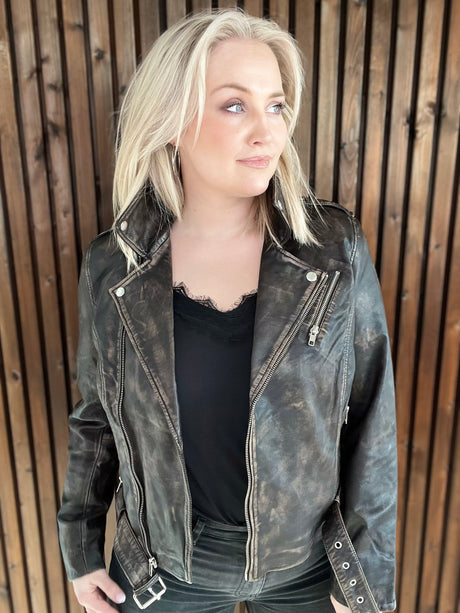 Leðurjakki Biker Brúnn