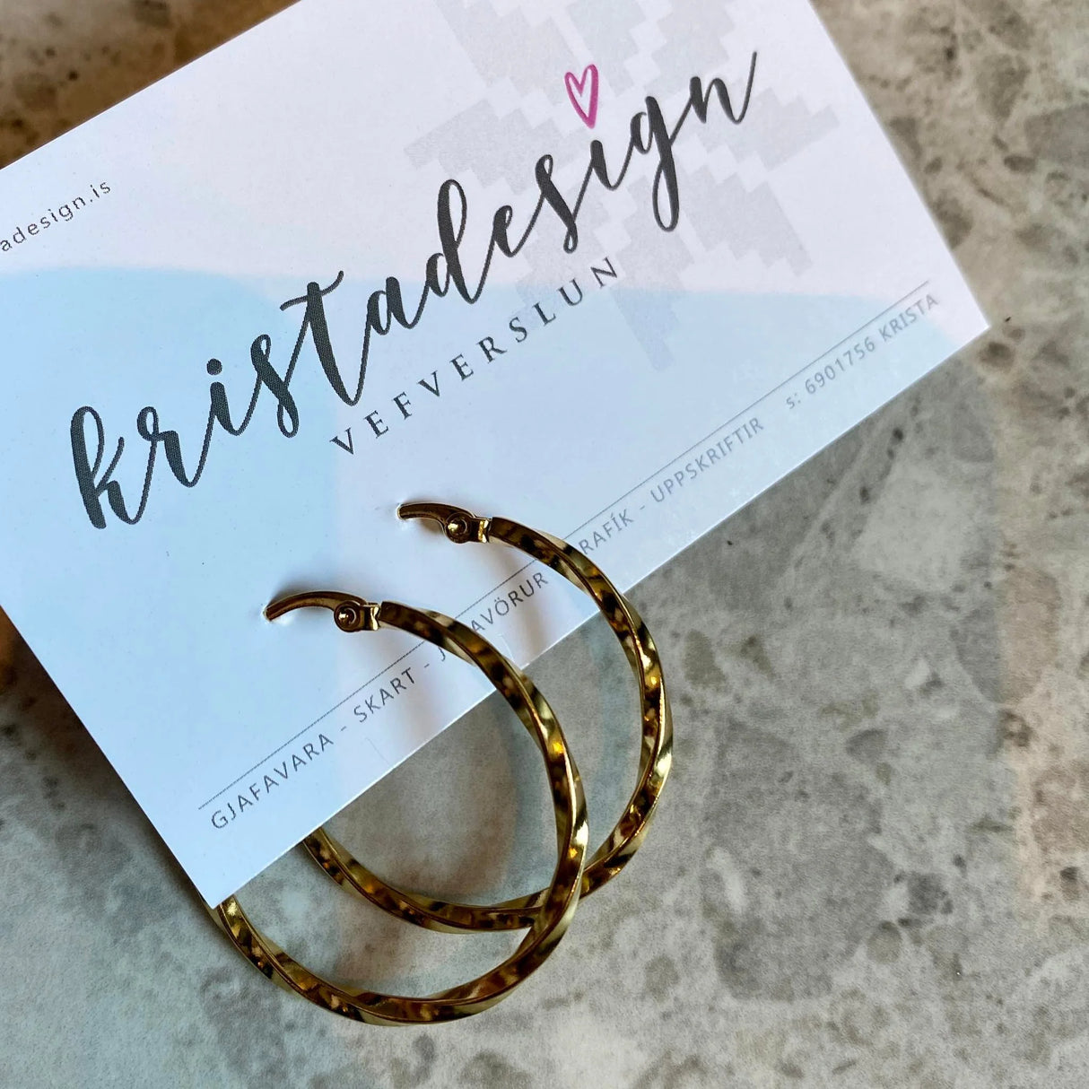 Krista lokkar hringir gylltir snúnir