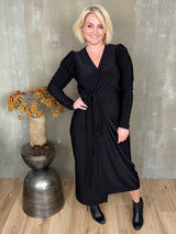 Gras kjóll púff ermar - Svartur