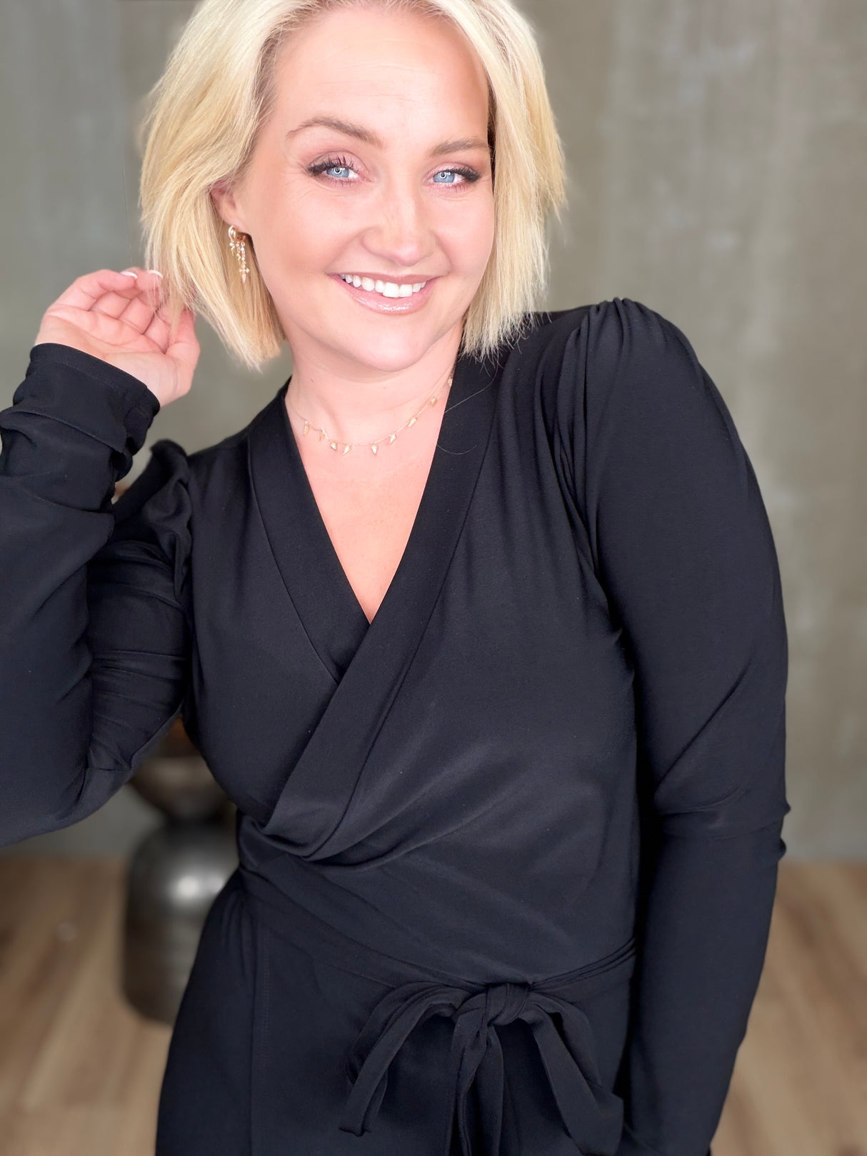 Gras kjóll púff ermar - Svartur