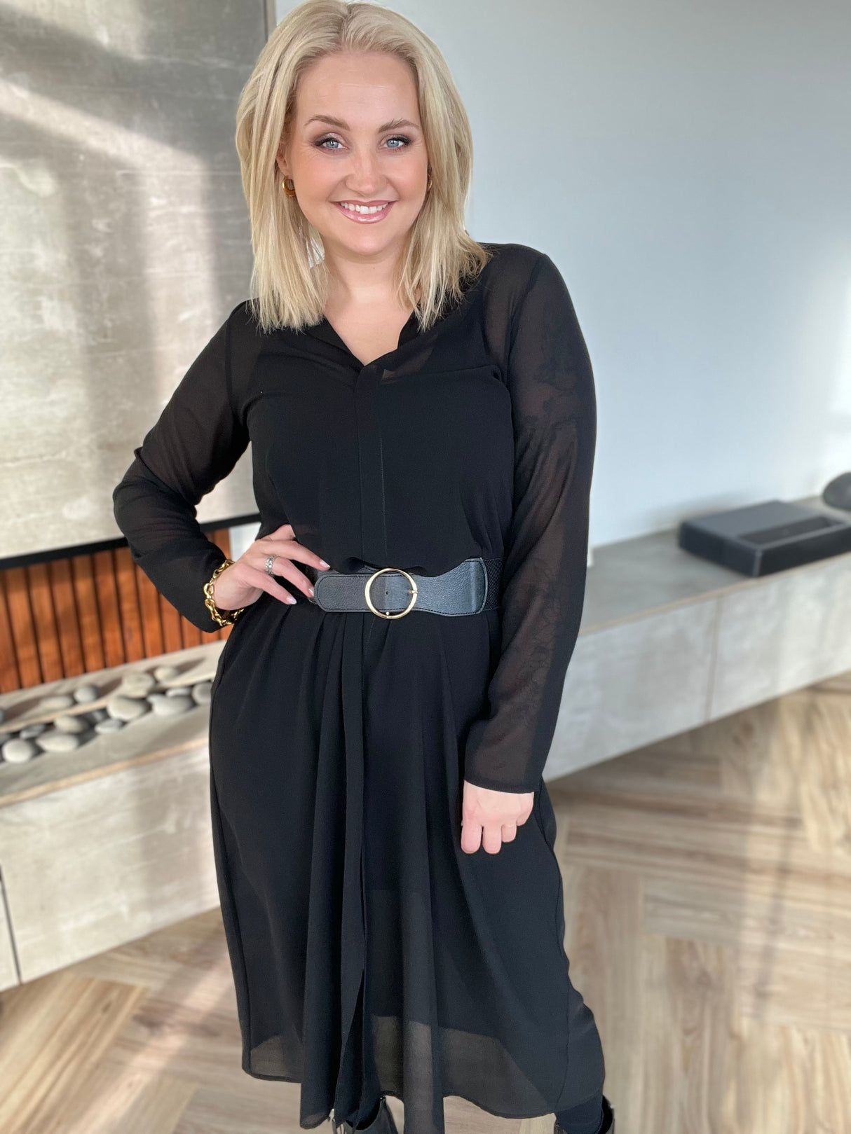 Skyrtukjóll síður siffon