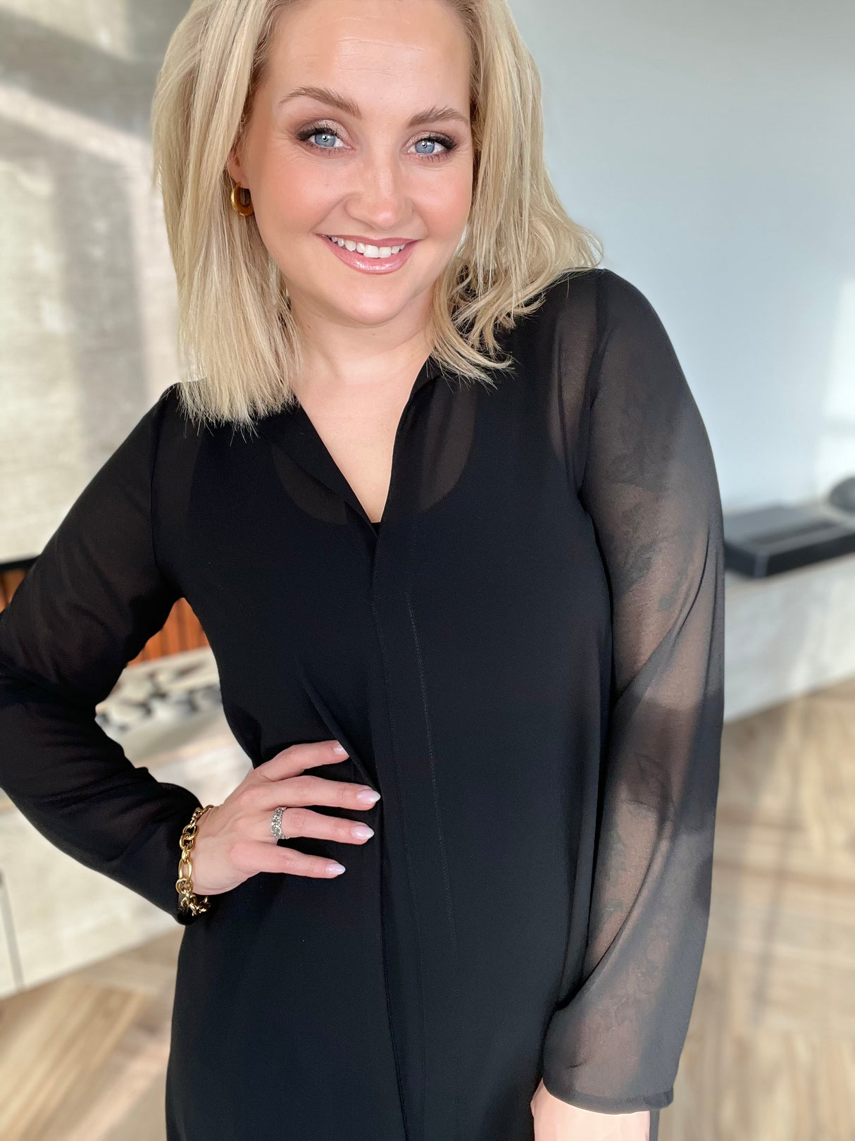 Skyrtukjóll síður siffon