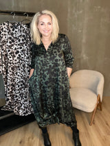 Skyrtukjóll síður - Leopard