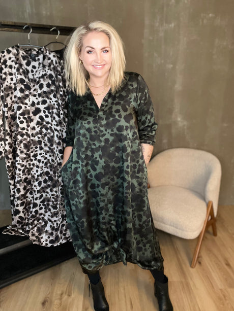 Skyrtukjóll síður - Leopard