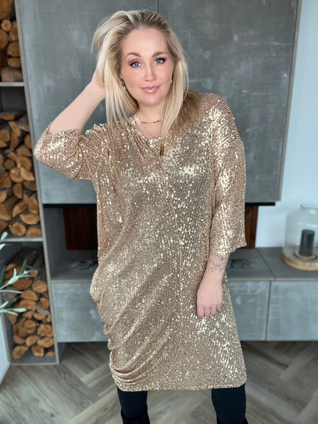 Laki pallíettukjóll Champagne