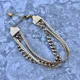 Armband gyllt þreföld keðja