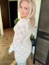 Kolla blúndu kjóll Hvítur