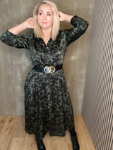 Skyrtukjóll síður - Leopard