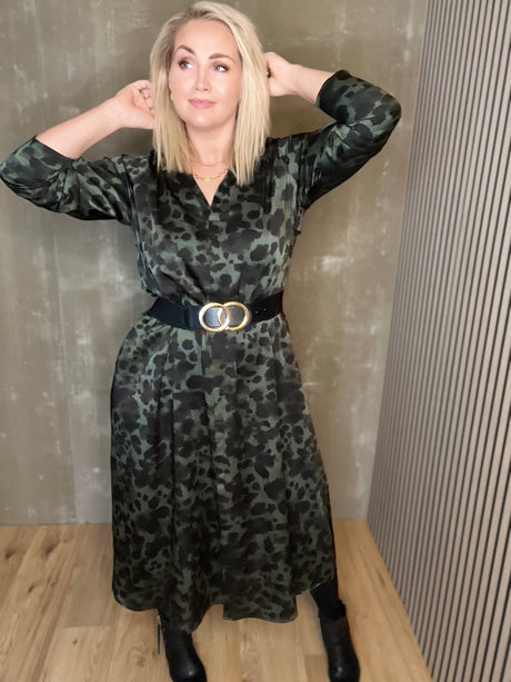 Skyrtukjóll síður - Leopard