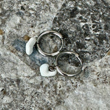 Krista- Dangle lokkar með enamel hjarta, Silfur