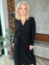 Gras kjóll púff ermar - Svartur