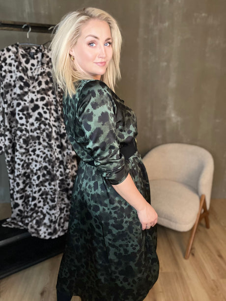 Skyrtukjóll síður - Leopard