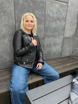 Leðurjakki Biker oversize svartur