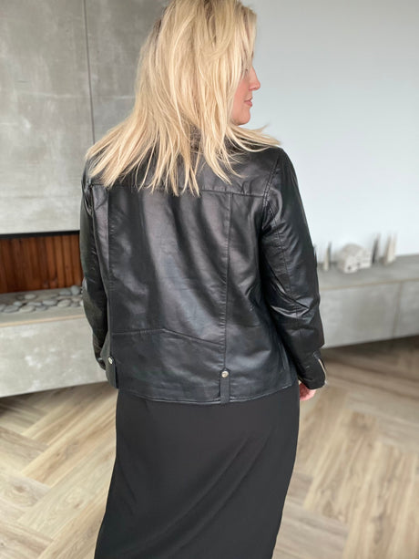 Leðurjakki Biker oversize svartur
