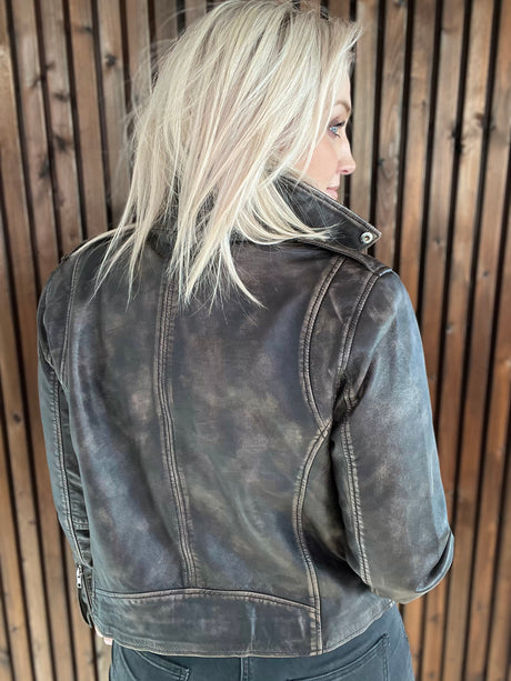 Leðurjakki Biker Brúnn