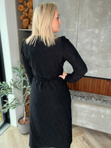 Gras kjóll púff ermar - Svartur