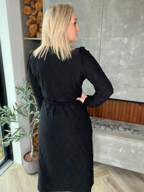 Gras kjóll púff ermar - Svartur