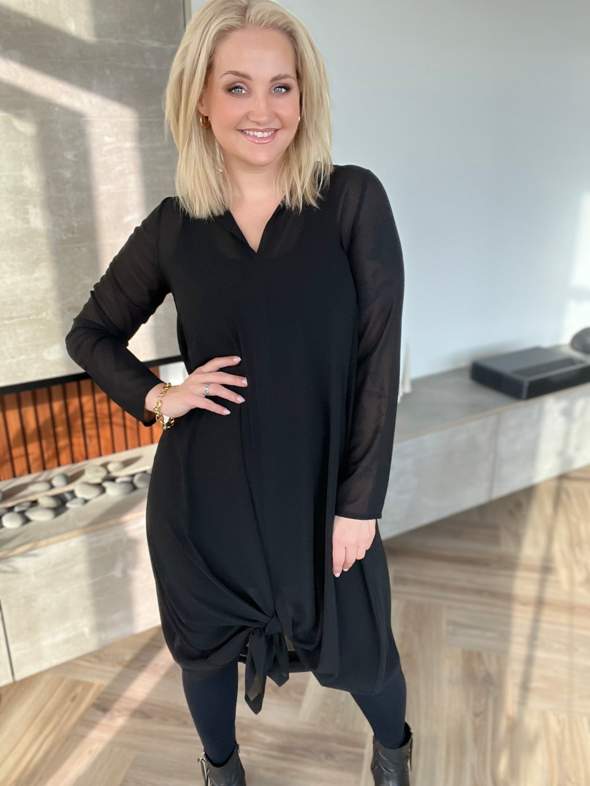 Skyrtukjóll síður siffon