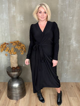 Gras kjóll púff ermar - Svartur