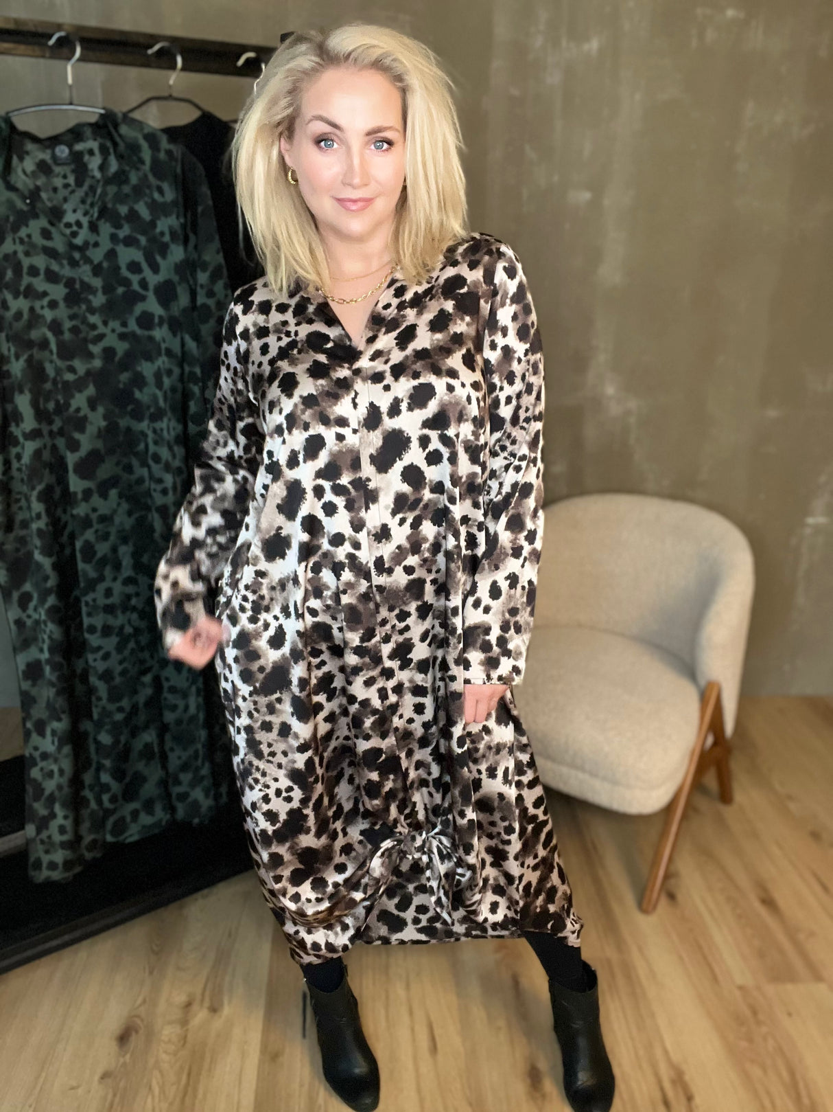 Skyrtukjóll síður - Leopard