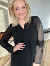 Skyrtukjóll síður siffon