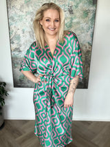 Dögg wrap satin kjóll